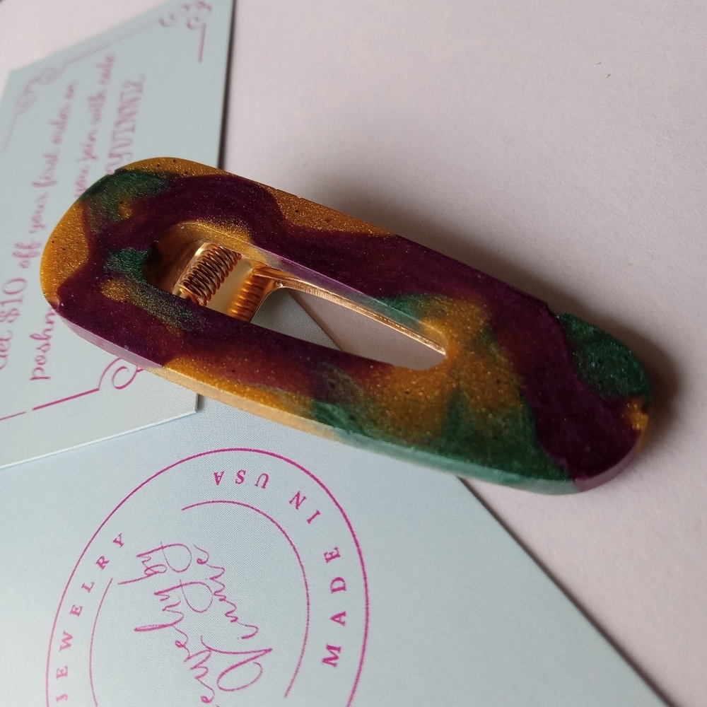 5/$25 Hand Crafted Purple and Gold Hair Clip - Picture 4 of 6